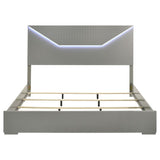 Ives Eastern King Panel Bed LED Headboard Grey High Gloss - 224971KE