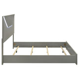 Ives Eastern King Panel Bed LED Headboard Grey High Gloss - 224971KE