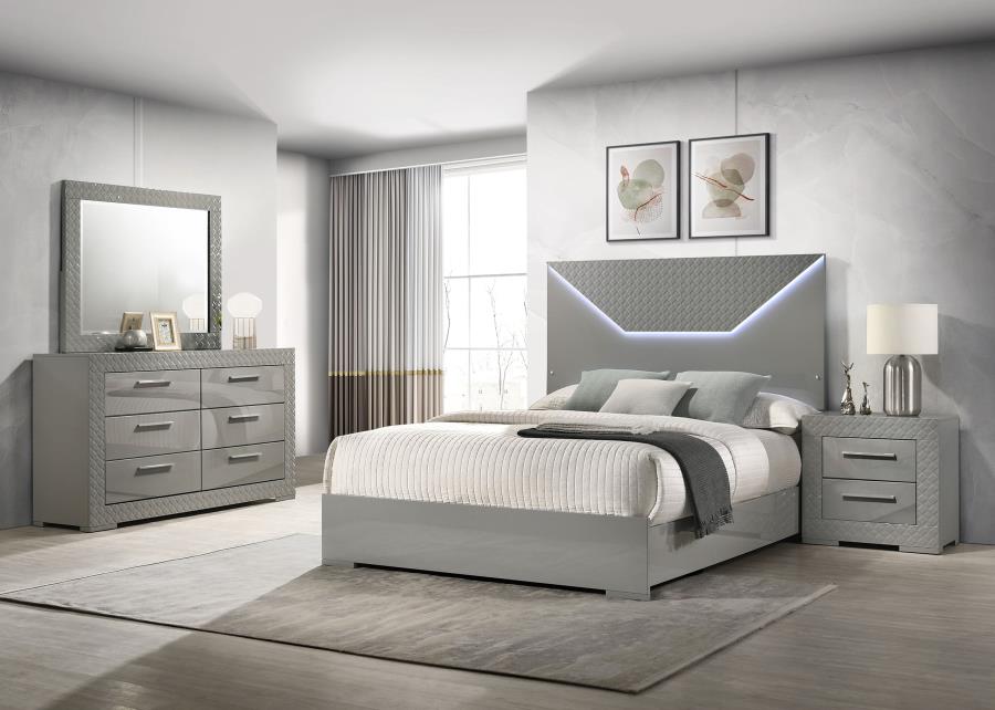 Ives 4-piece Queen Bedroom Set Grey High Gloss - 224971Q-S4