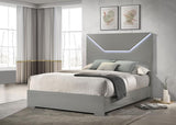 Ives Queen Panel Bed LED Headboard Grey High Gloss - 224971Q