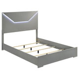 Ives Queen Panel Bed LED Headboard Grey High Gloss - 224971Q