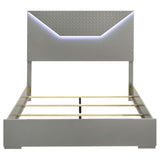Ives Queen Panel Bed LED Headboard Grey High Gloss - 224971Q