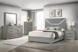 Ives Queen Panel Bed LED Headboard Grey High Gloss - 224971Q