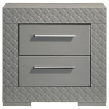 Ives 2-drawer Nightstand Bedside Table Grey High Gloss - 224972