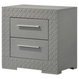 Ives 2-drawer Nightstand Bedside Table Grey High Gloss - 224972