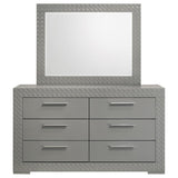 Ives 6-drawer Dresser and Mirror Grey High Gloss - 224973M