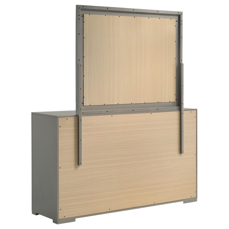 Ives 6-drawer Dresser and Mirror Grey High Gloss - 224973M
