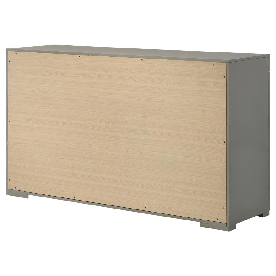 Ives 6-drawer Dresser Cabinet Grey High Gloss - 224973