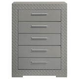 Ives 5-drawer Bedroom Chest of Drawers Grey High Gloss - 224975