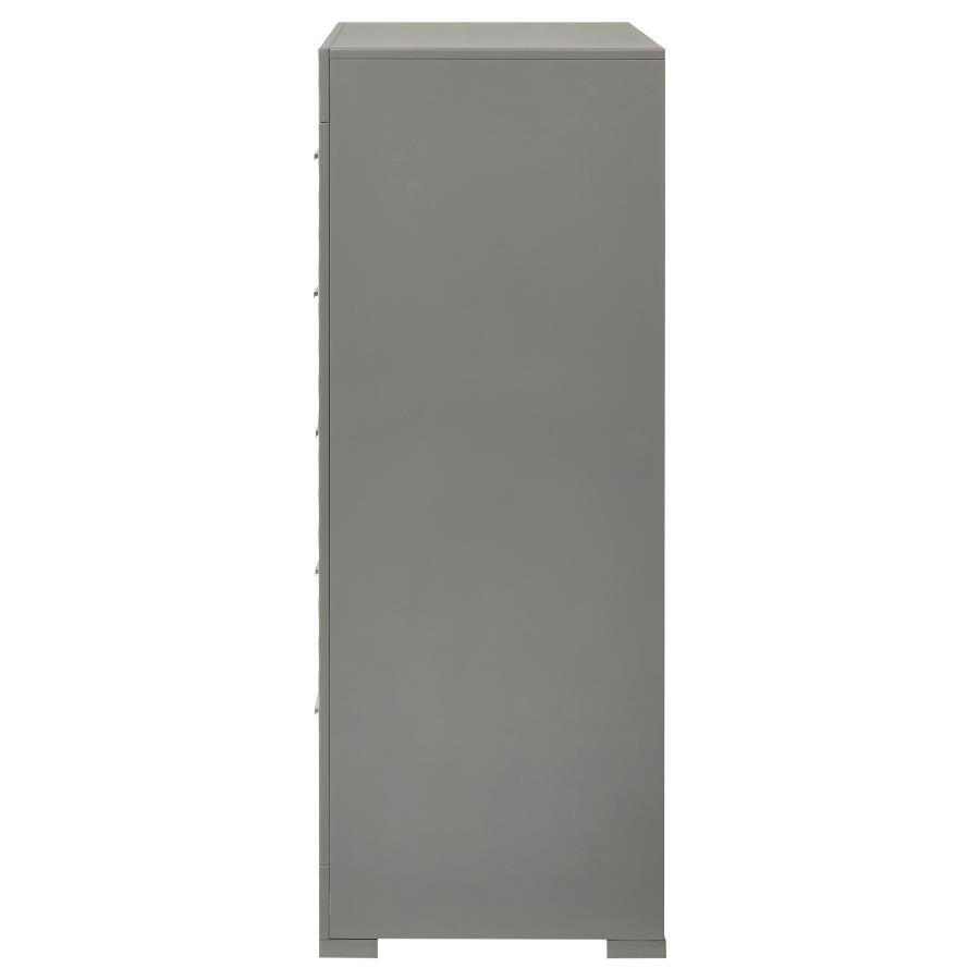 Ives 5-drawer Bedroom Chest of Drawers Grey High Gloss - 224975