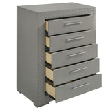 Ives 5-drawer Bedroom Chest of Drawers Grey High Gloss - 224975