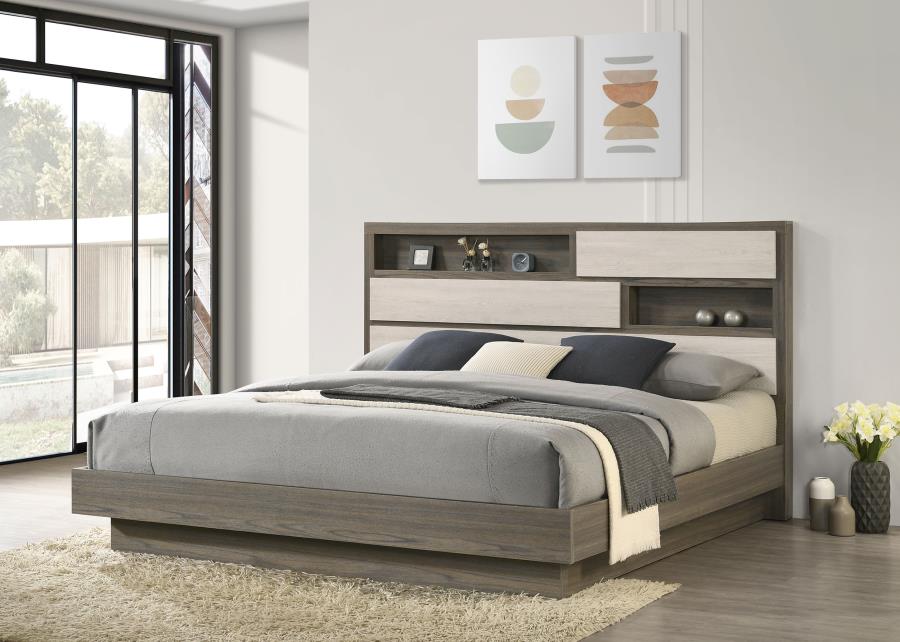 Fenwick Eastern King Bed Bookcase Headboard Grey Oak - 224981KE