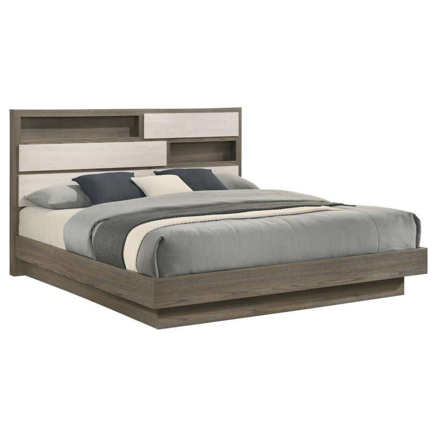 Fenwick Eastern King Bed Bookcase Headboard Grey Oak - 224981KE