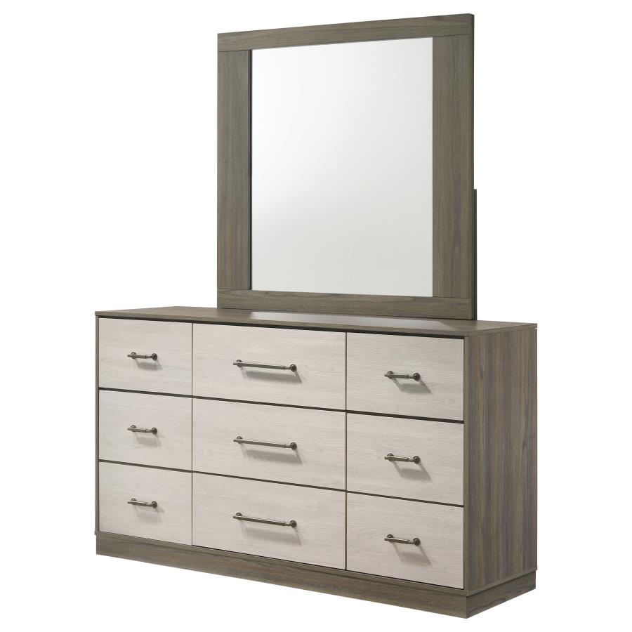 Fenwick 9-drawer Dresser with Mirror Grey Oak - 224983M