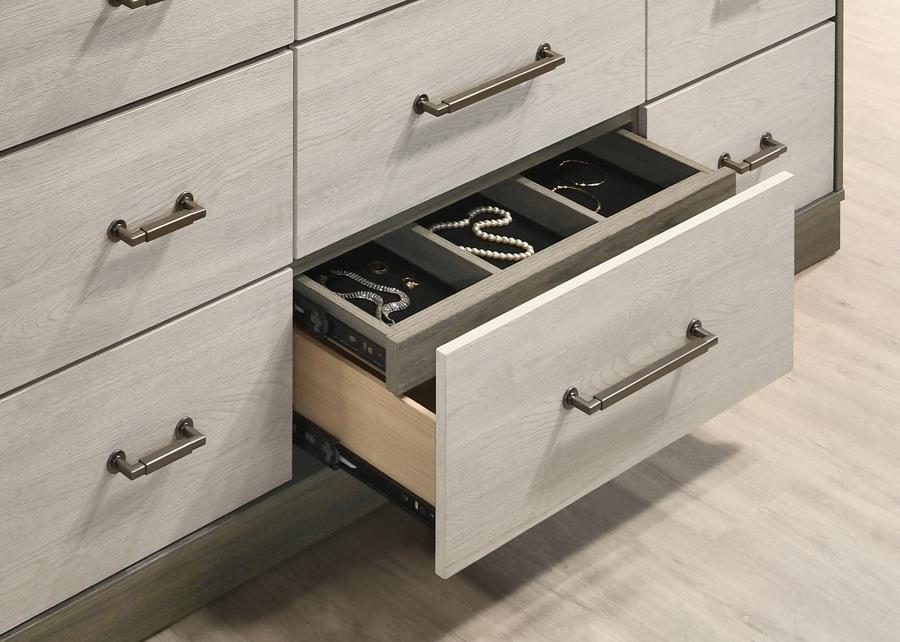 Fenwick 9-drawer Dresser with Mirror Grey Oak - 224983M