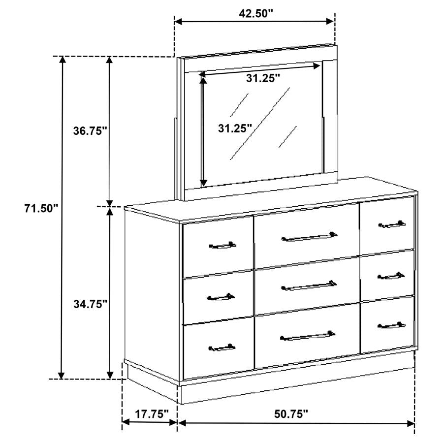 Fenwick 9-drawer Dresser with Mirror Grey Oak - 224983M