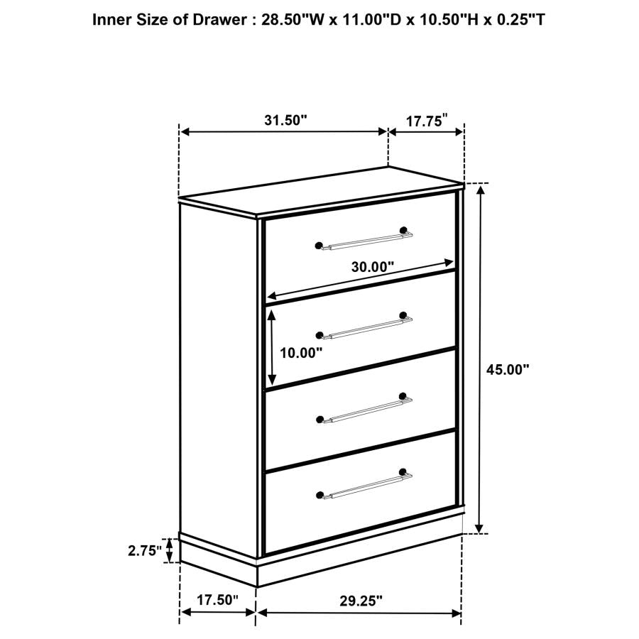 Fenwick 4-drawer Chest of Drawers Grey Oak - 224985