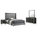 Lucia 4-piece Eastern King Bedroom Set Grey and Black - 224991KE-S4
