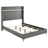 Lucia 61-inch Upholstered Eastern King Wingback Bed Grey - 224991KE