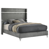 Lucia 61-inch Upholstered Eastern King Wingback Bed Grey - 224991KE