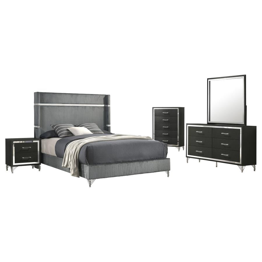 Lucia 5-piece Queen Bedroom Set Grey and Black - 224991Q-S5