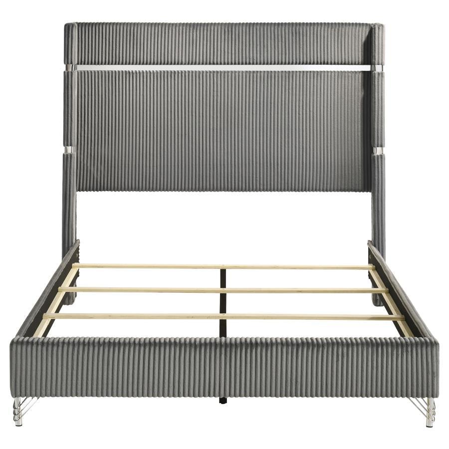 Lucia 61-inch Upholstered Queen Wingback Bed Grey - 224991Q