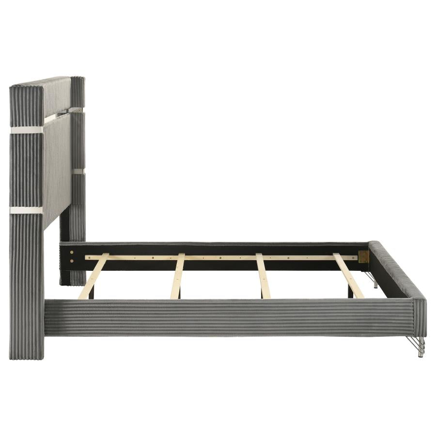 Lucia 61-inch Upholstered Queen Wingback Bed Grey - 224991Q