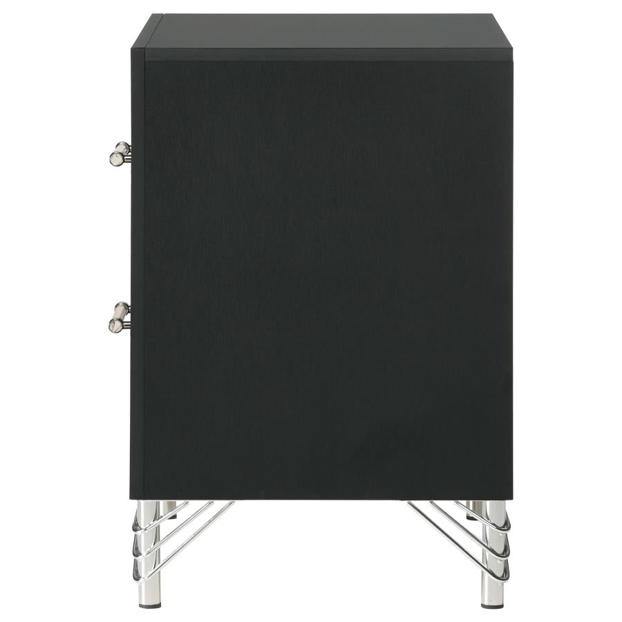 Lucia 2-drawer Nightstand Bedside Table Black - 224992