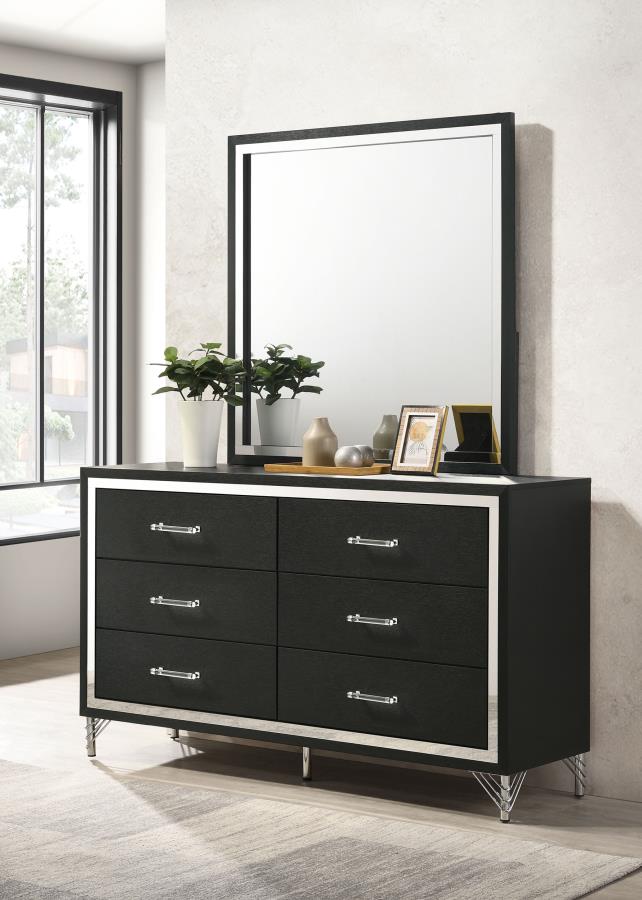 Lucia 6-drawer Dresser and Mirror Black - 224993M