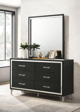 Lucia 6-drawer Dresser and Mirror Black - 224993M