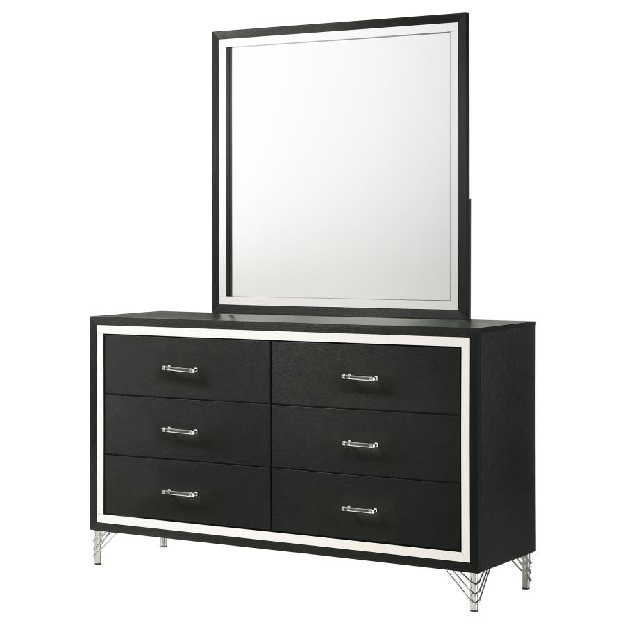 Lucia 6-drawer Dresser and Mirror Black - 224993M