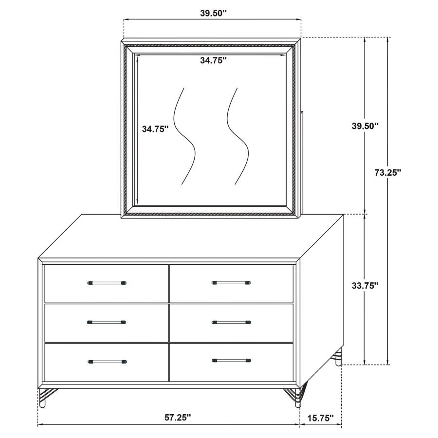 Lucia 6-drawer Dresser and Mirror Black - 224993M