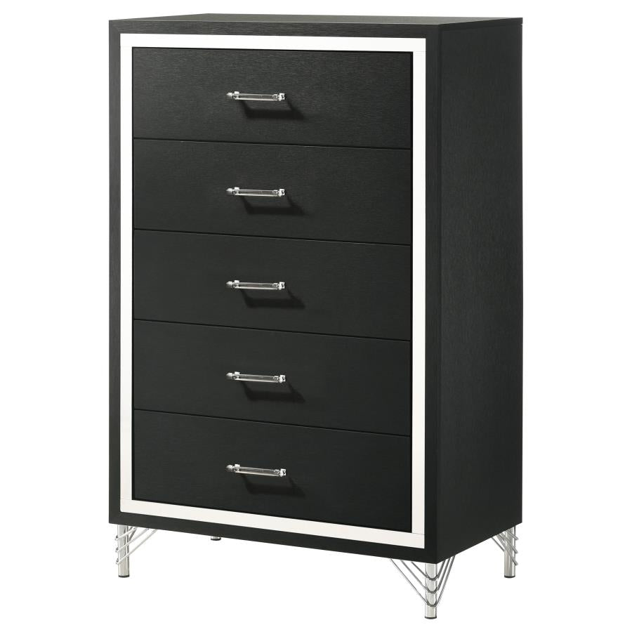 Lucia 5-drawer Bedroom Chest of Drawers Black - 224995