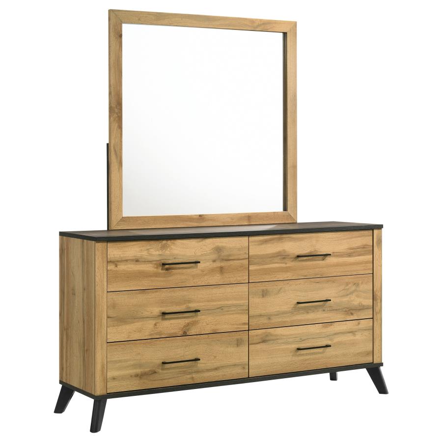 Kaywood 6-drawer Dresser and Mirror Natural Pine - 225003M