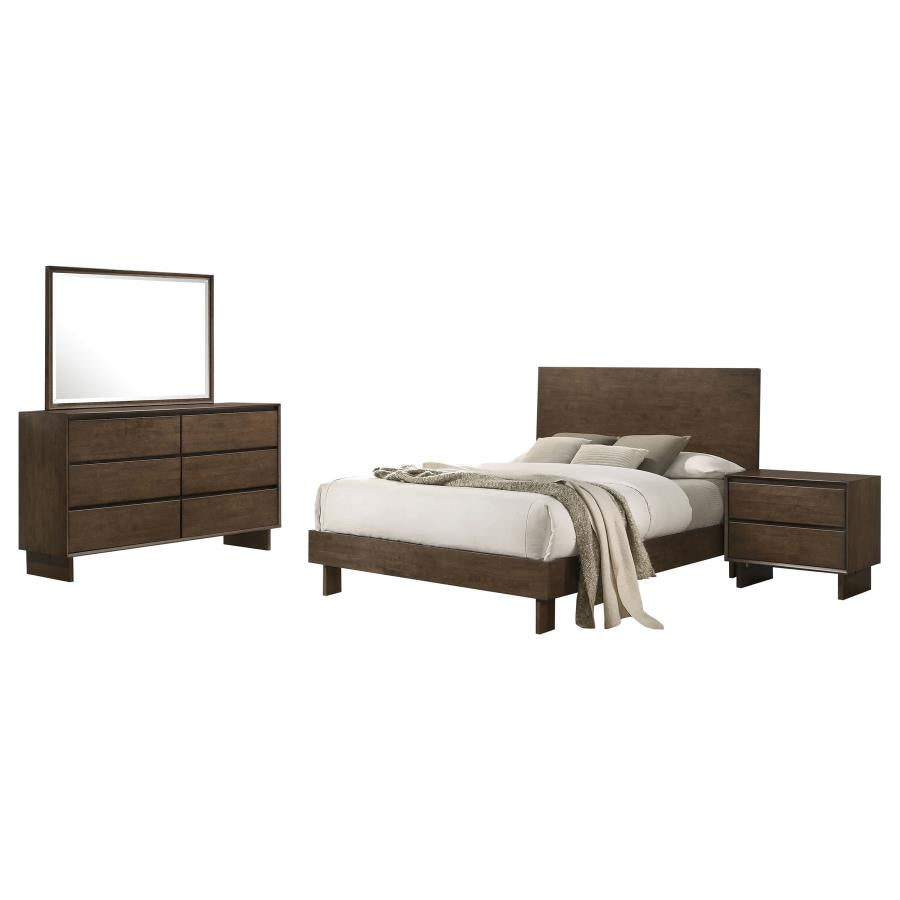 Glenwood 4-piece Eastern King Bedroom Set Warm Brown - 225011KE-S4