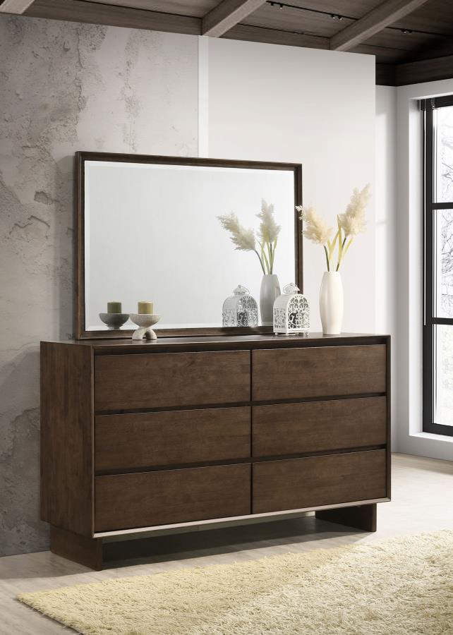 Glenwood 6-drawer Dresser and Mirror Warm Brown - 225013M