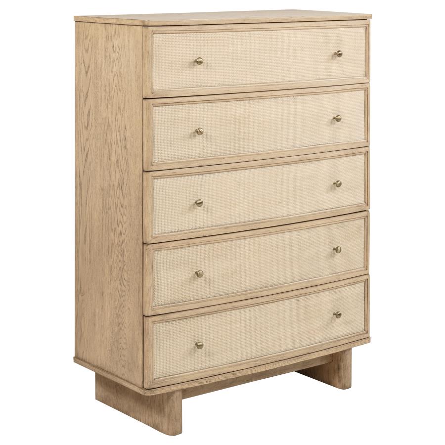 Kailani 5-piece Eastern King Bedroom Set Beige Oak - 225041KE-S5