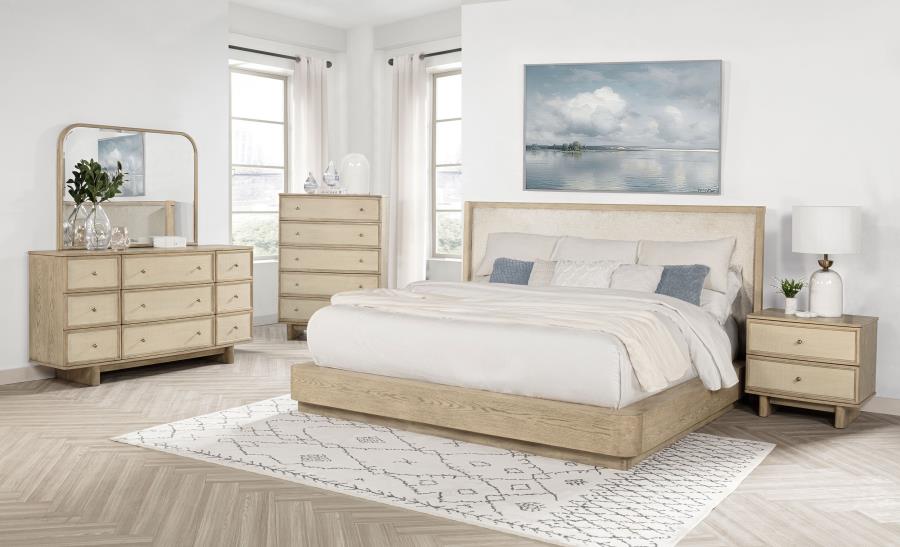 Kailani 52-inch California King Wingback Bed Beige Oak - 225041KW