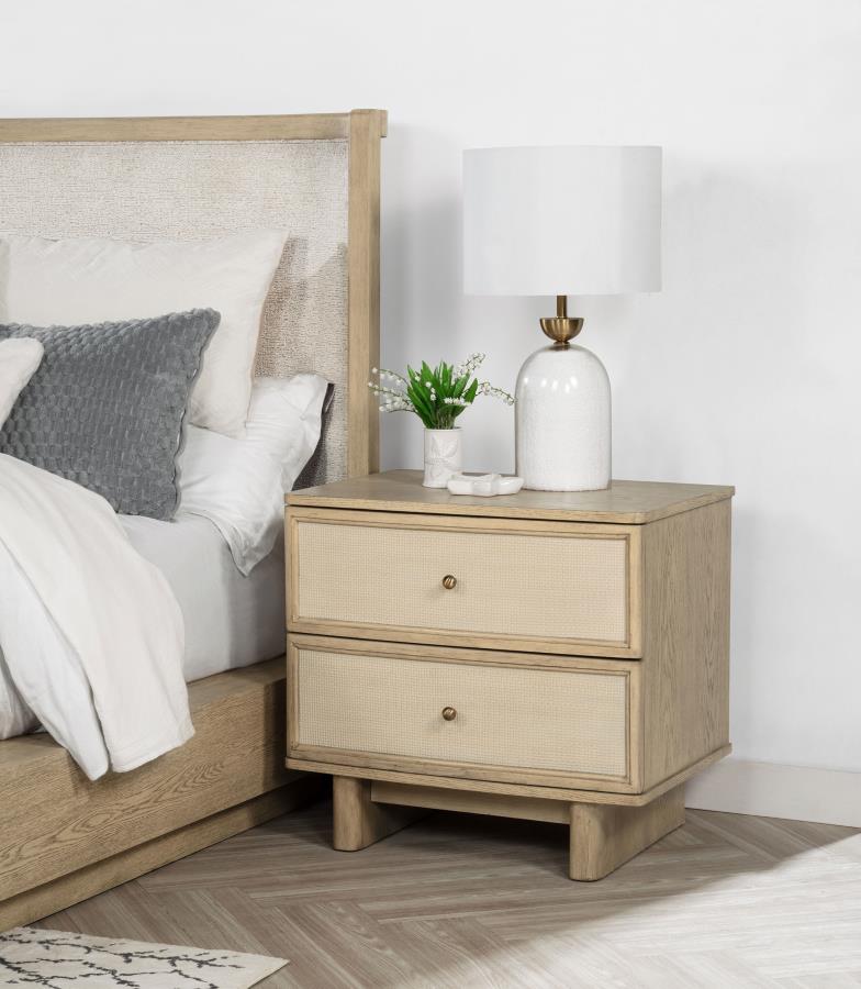 Kailani 2-drawer Nightstand Bedside Table Beige Oak - 225042
