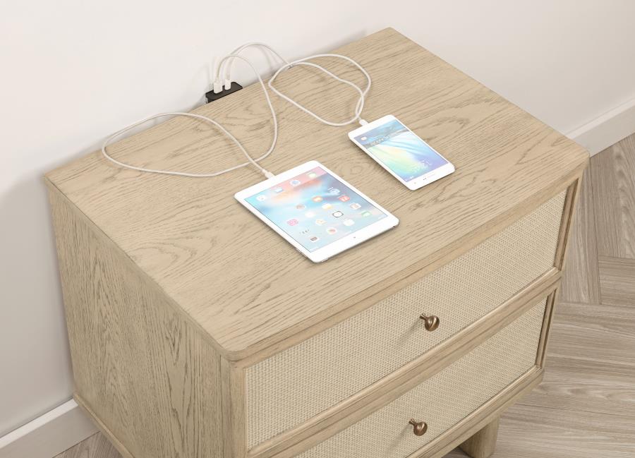 Kailani 2-drawer Nightstand Bedside Table Beige Oak - 225042