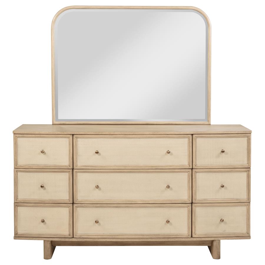 Kailani 9-drawer Dresser and Mirror Beige Oak - 225043M