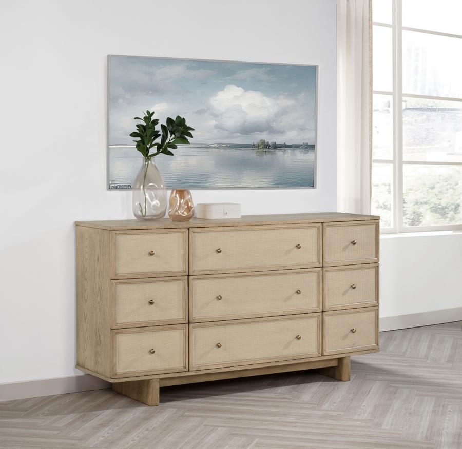 Kailani 9-drawer Dresser Cabinet Beige Oak - 225043