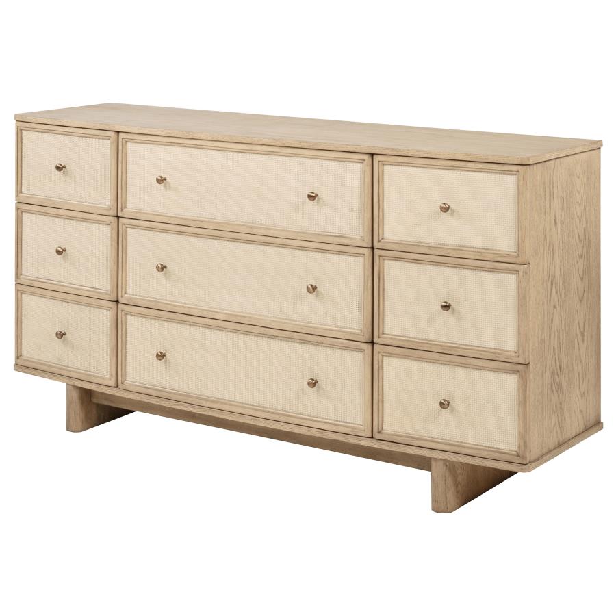 Kailani 9-drawer Dresser Cabinet Beige Oak - 225043