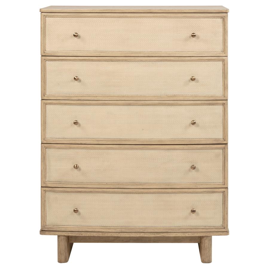 Kailani 5-drawer Bedroom Chest of Drawers Beige Oak - 225045