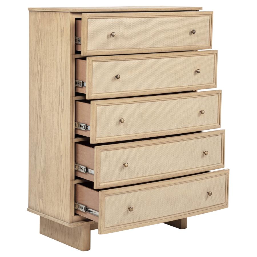 Kailani 5-drawer Bedroom Chest of Drawers Beige Oak - 225045