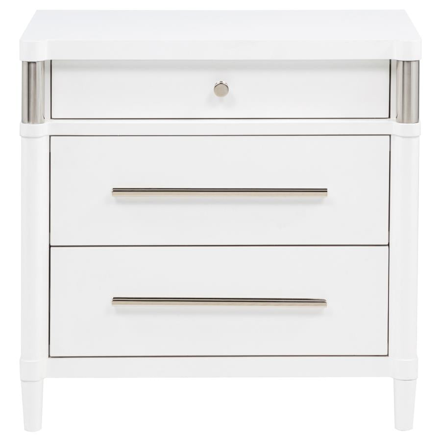 Gracemont 3-drawer Bedroom Nightstand Bedside Table White - 225072