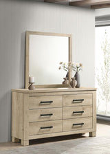 Oakglen 6-drawer Bedroom Dresser and Mirror Weathered Oak - 225103M