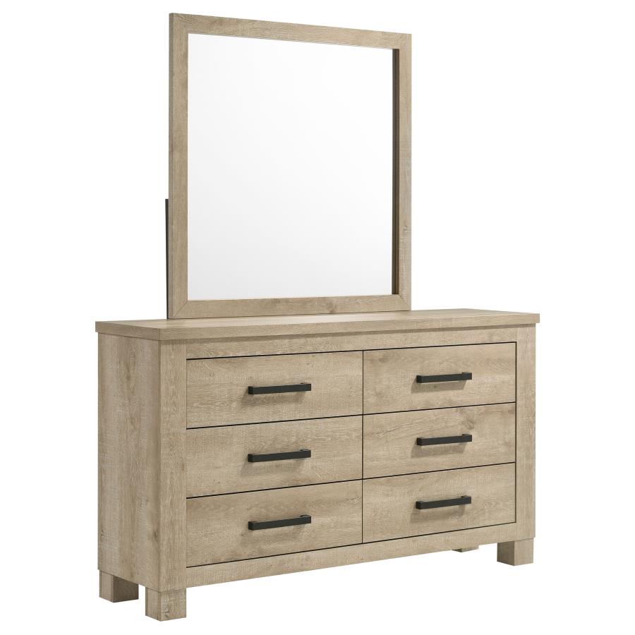 Oakglen 6-drawer Bedroom Dresser and Mirror Weathered Oak - 225103M