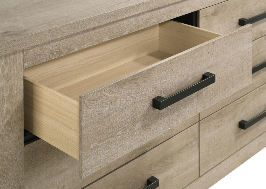Oakglen 6-drawer Bedroom Dresser and Mirror Weathered Oak - 225103M
