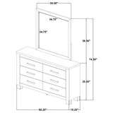 Oakglen 6-drawer Bedroom Dresser and Mirror Weathered Oak - 225103M